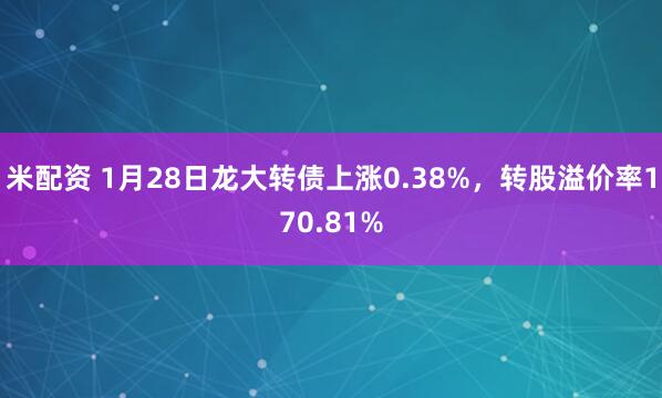 米配资 1月28日龙大转债上涨0.38%，转股溢价率170.81%
